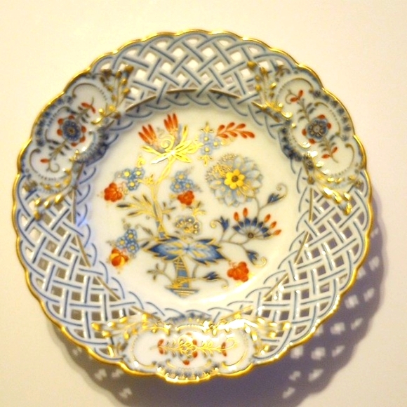 RARE 2 Meissen Antique - Plates Blue Onion "Buntes Zwiebelmuster " Porcelain - Picture 5 of 13